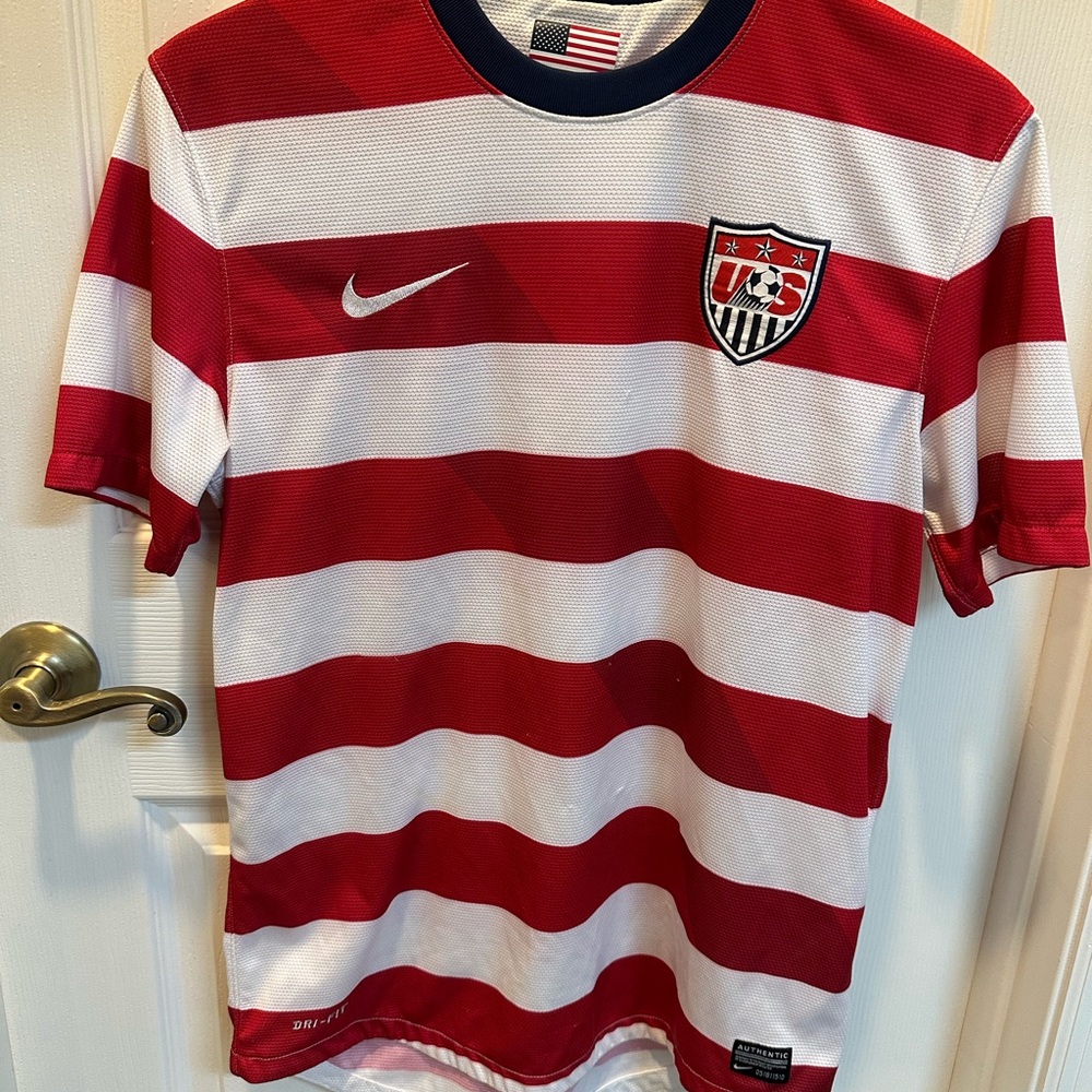 Nike Red and White Striped Men’s USA Soccer Jersey (authentic)